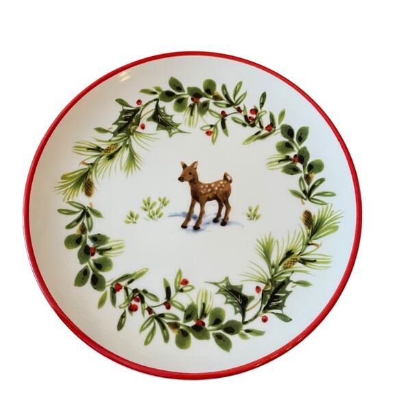 Ceramica Cuore Christmas Ceramic Appetizer Plates 8in Made in Italy Set of 4 New - Picture 6 of 15